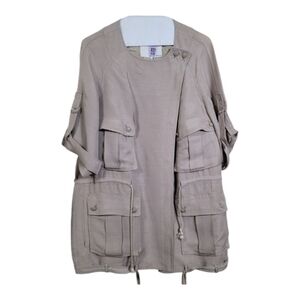 3.1 Phillip Lim Linen Blend Classic Utility Jacket 4 Pockets Drawstring Waist